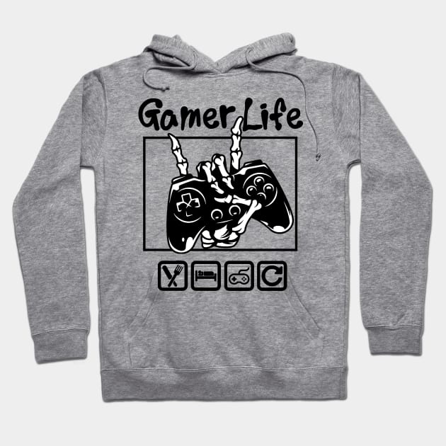 Gamer Life Black and White Hoodie by AbundanceSeed